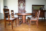Early 1900's
Oak Dining Room 
Table with 4 leafs
and 6 Chairs
ITEM0213
$2295USD